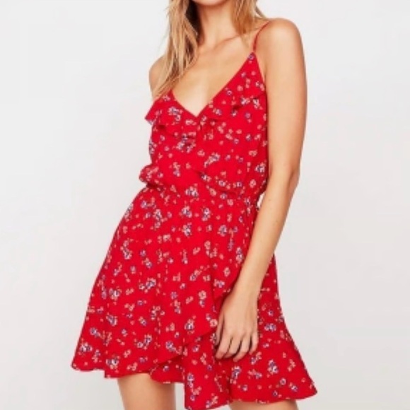 Express Dresses & Skirts - Red Floral Ruffle Sundress - Women